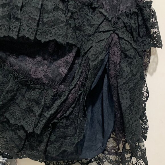 VINTAGE NU-MODE SLIM FIT SLEEVELESS RUFFLE LACE LITTLE BLACK DRESS SIZE S - Picture 11 of 12